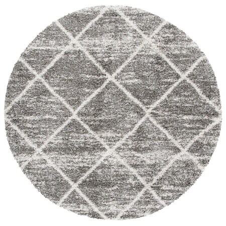 Safavieh 7 x 7 ft. Hudson Shag Power Loomed Round Area Rug; Distressed Grey & Ivory SGH281K-7R